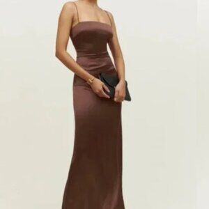 Reformation Altered Frankie Silk Dress In Café - 0